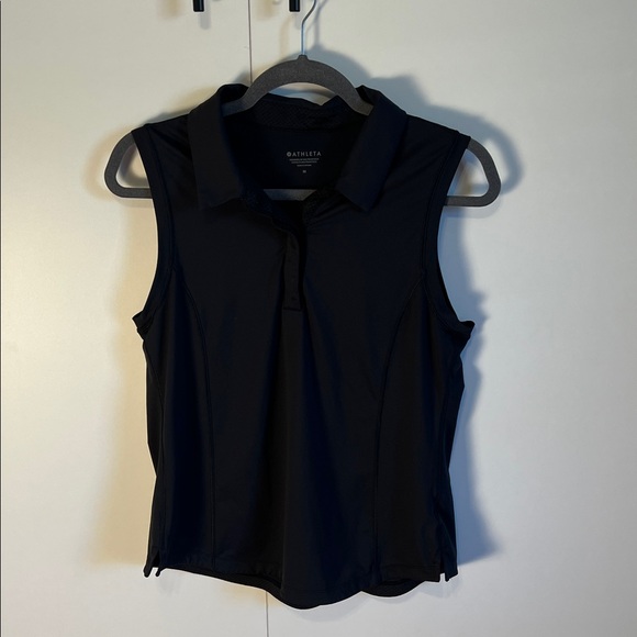Athleta Advantage Black Sleeveless Polo Tank Top Size Medium - Picture 3 of 12